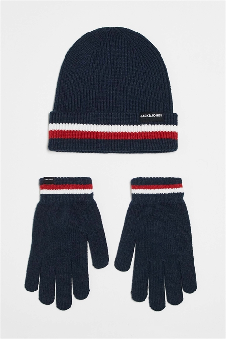 Подарочный набор из шапки в полоску и перчаток артикул 149137851