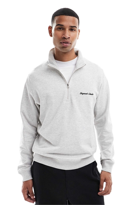 Свитшот с четвертью молнии и свободным кроем артикул 148849400