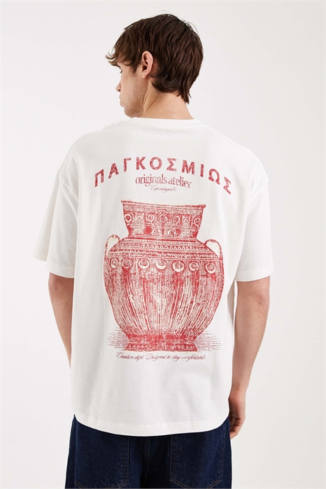 Футболка с принтом на спине в греческом стиле артикул 153118005