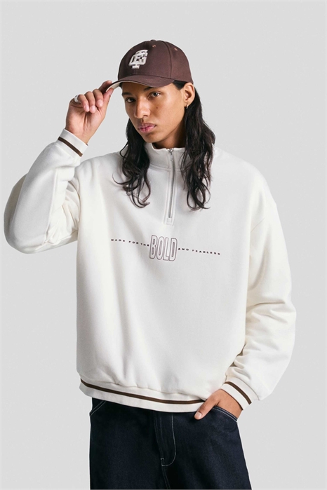 Свитшот с принтом и четвертью молнии артикул 152349362