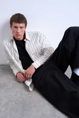 Рубашка в полоску свободного кроя артикул 147263165