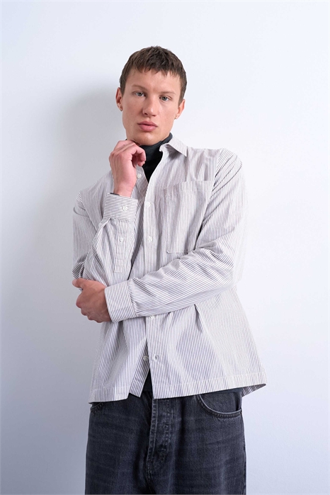 Рубашка в полоску свободного кроя артикул 146855453