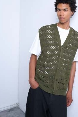 Трикотажная майка свободного кроя на пуговицах артикул 141531776