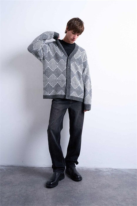 Кардиган с ромбовидным узором из трикотажа артикул 147084291