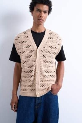 Трикотажная майка свободного кроя на пуговицах артикул 141531777