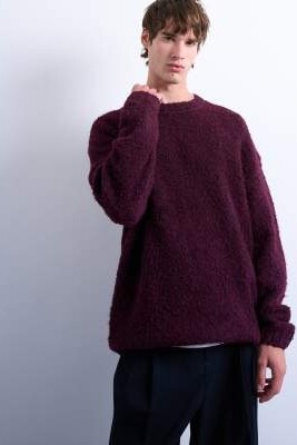 Свитер из букле свободного кроя артикул 142120996