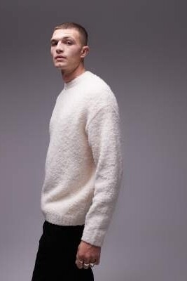 Свитер из букле свободного кроя артикул 134733323