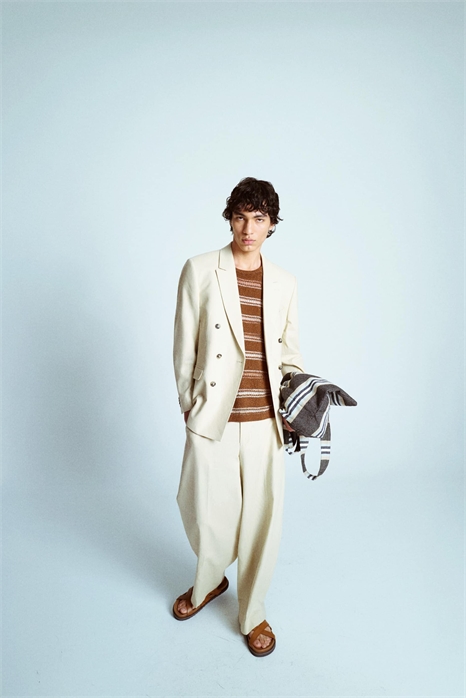 Двубортный блейзер из смешанного льна артикул 141103709