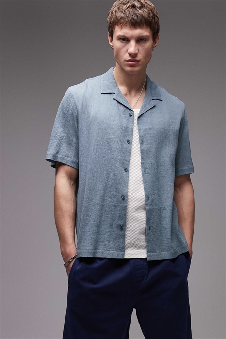Рубашка с короткими рукавами из гофрированной ткани артикул 141244082