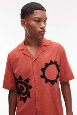 Рубашка с короткими рукавами и вышивкой артикул 141529007