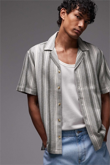 Рубашка с короткими рукавами и полосками артикул 142399796