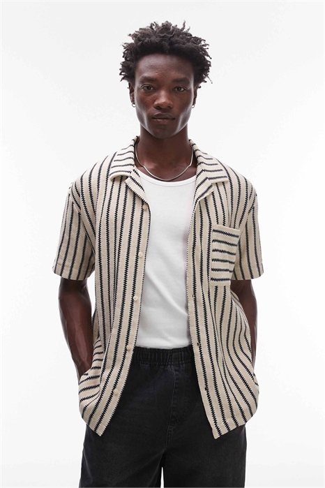 Рубашка из джерси свободного кроя на пуговицах с вязаными полосками артикул 141910778