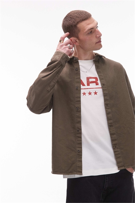 Рубашка из вымытой холстины с длинными рукавами артикул 139763523