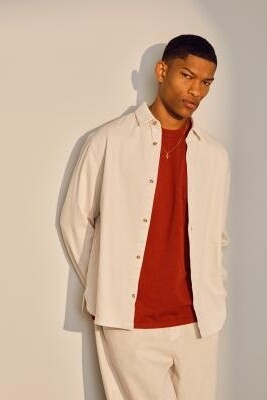 Рубашка из вымытой холстины с длинными рукавами артикул 139763522