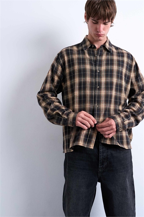 Рубашка из фланели укоренной длины свободного кроя артикул 143503483