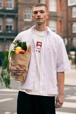 Элегантная рубашка в полоску с короткими рукавами артикул 139588994