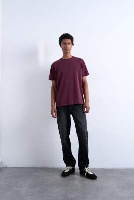 Классическая футболка премиум-класса бордового цвета артикул 150564448