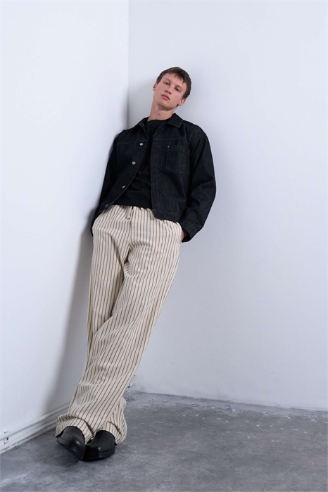 Брюки свободного кроя в полоску артикул 142509915