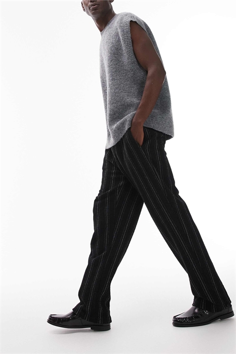 Джоггеры прямого кроя с текстурной полоской артикул 144908869