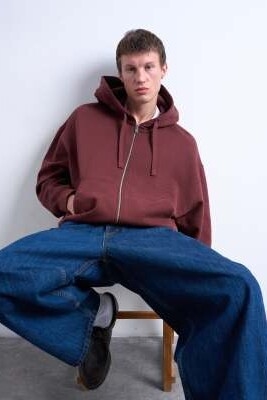 Толстовка с капюшоном и застежкой-молнией свободного кроя для полных артикул 144908038