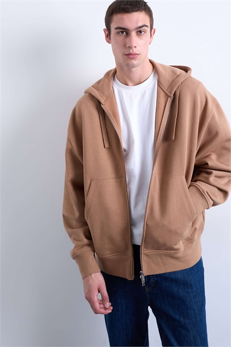 Толстовка с капюшоном и молнией, свободного кроя, в крупном размере артикул 150750756