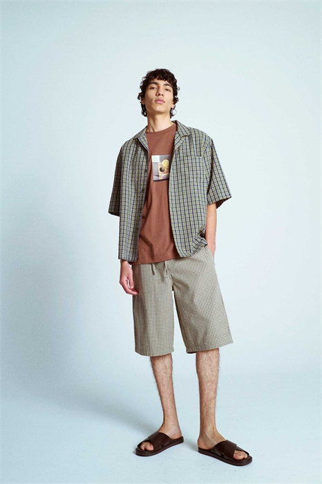 Шорты из марли в клетку артикул 142509922