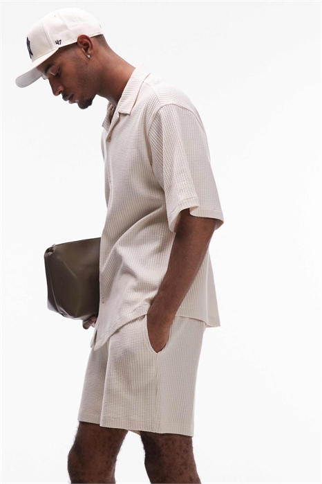 Шорты с вафельной текстурой свободного кроя артикул 139986433