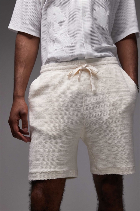 Текстурированные шорты цвета экрю артикул 142432606