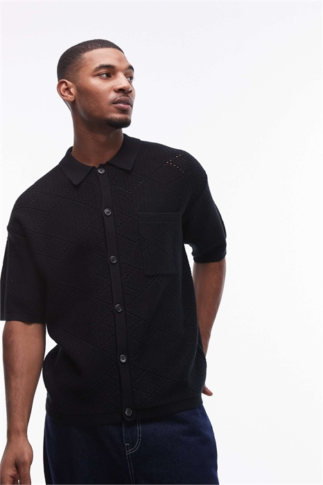 Рубашка с узором, связанная крючком, с карманами артикул 139677127