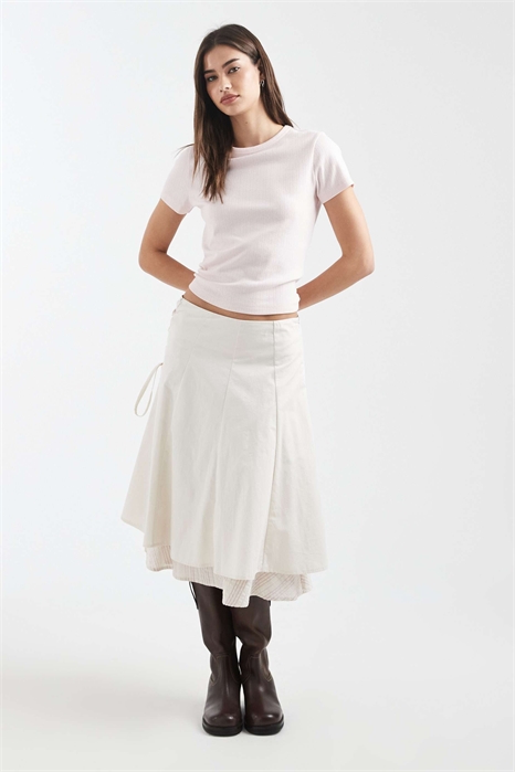 Юбка средней длины из смешанных тканей с шнуровкой артикул 153565878