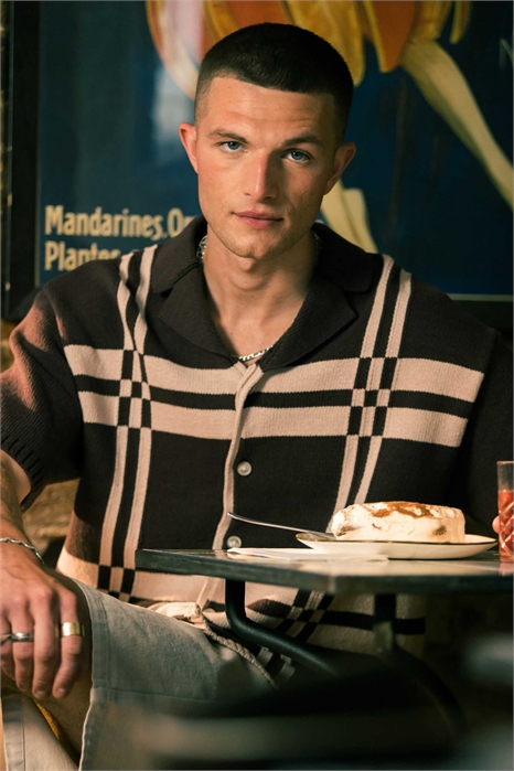 Трикотажная рубашка свободного кроя с клетчатым рисунком артикул 142434136