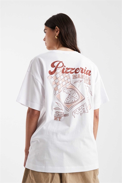 Футболка большого размера с принтом «Пиццерия» артикул 155472578