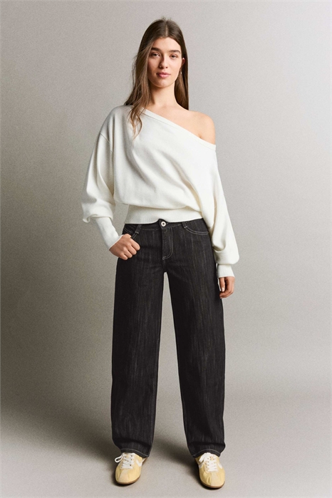 Джинсы-багги с низкой посадкой и зауженным кроем артикул 155844213