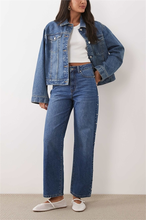 Джинсы с заклепками артикул 152471445