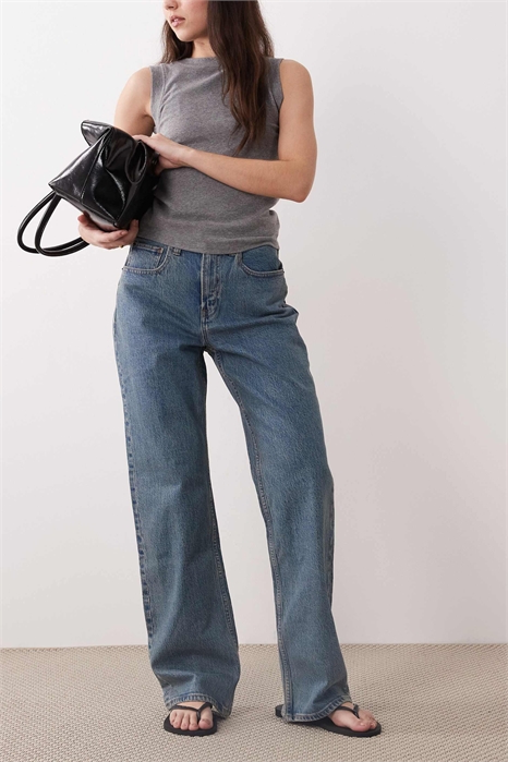 Джинсы свободного кроя в стиле 90-х с завышенной талией артикул 155638813