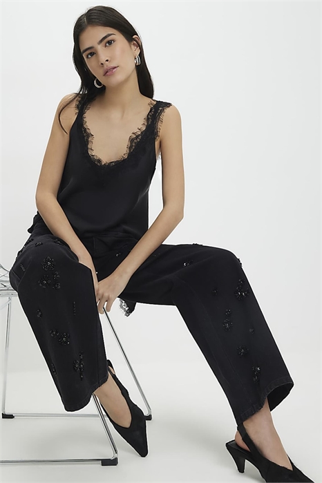 Джинсы-стрит с украшениями, узкий крой артикул 156044551