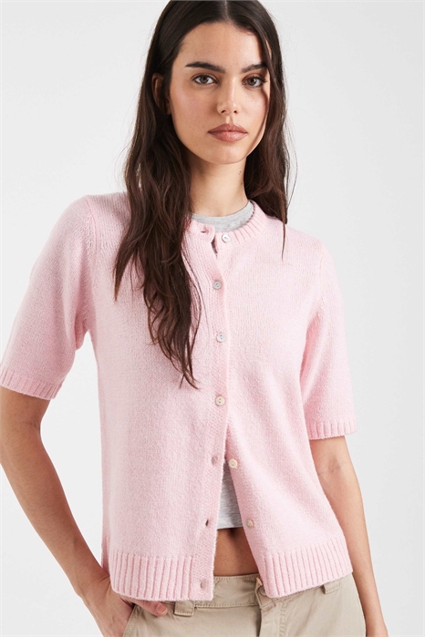 Кардиган с коротким рукавом и круглым вырезом артикул 151058162