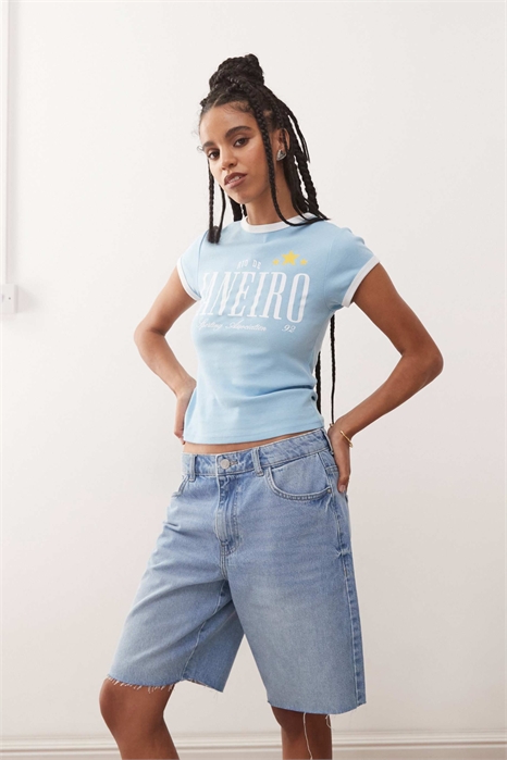 Шорты из джинсовой ткани свободного кроя с высокой талией артикул 139799763