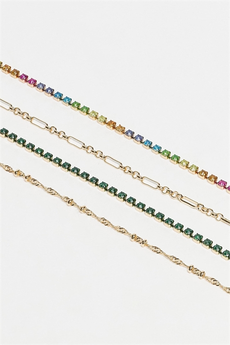 Набор из 4 изящных браслетов с разноцветными блестящими стразами артикул 150975802