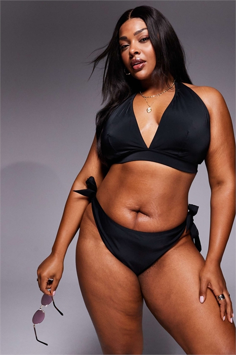 ASOS DESIGN Curve Maya Leblon — бикини-трусики с высоким вырезом и завязками по бокам артикул 150779114