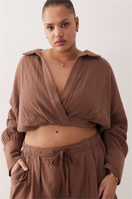 ASOS DESIGN Curve Callie — пляжное парео из марли с завязками спереди co-ord артикул 153254909