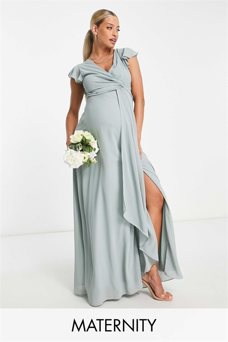 Макси-платье для подружки невесты с воланами и рукавами-крылышками артикул 118984999