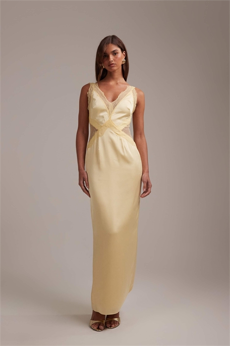 Макси-платье с кружевными аппликациями для подружек невесты артикул 152862449