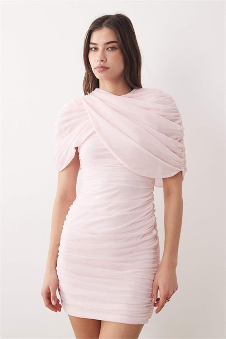 Мини-накидка из драпированной сетки с плечевыми накладками артикул 155575588