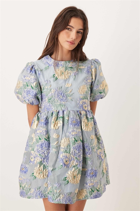 Dream Sister Jane Honey: эксклюзивное мини-платье с жакардовым принтом и буфчатыми рукавами артикул 154902703