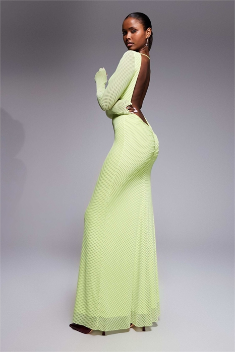 Макси-платье Talmo с длинными рукавами, лодочным вырезом и открытой спиной артикул 153786017