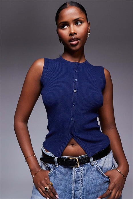 Топ-жилет из ребристого трикотажа с пуговицами от Suzu артикул 146141157