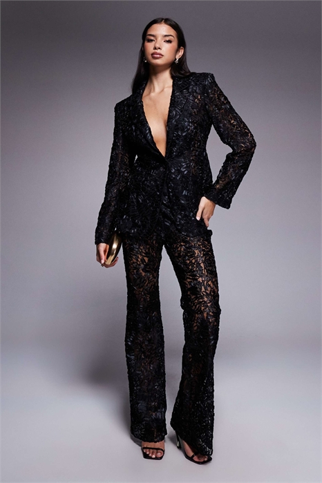 Брюки с расклешенными штанинами и кружевом co-ord артикул 145946663