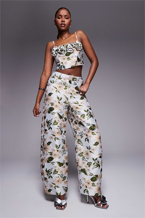 Брюки с жаккардовым узором и расклешенными штанинами co-ord артикул 140438019