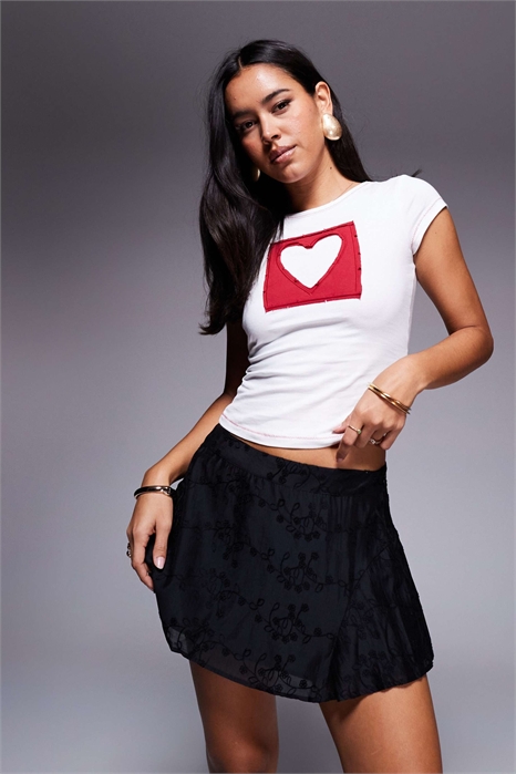 Мини-юбка-клёш с вышивкой из ткани перилла артикул 140137400